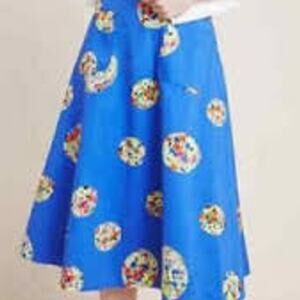 52 CONVERSATIONS ANTHROPOLOGIE LTD ED 100% Cotton Colloquial Full Midi Skirt 18